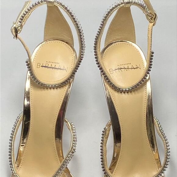 Alexandre Birman Metallic Leather Crystal-Embellished Sandals size 37.5 - Picture 4 of 12